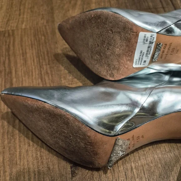 SCHUTZ Silver Metallic Pointed Ankle Booties - Picture 3 of 12